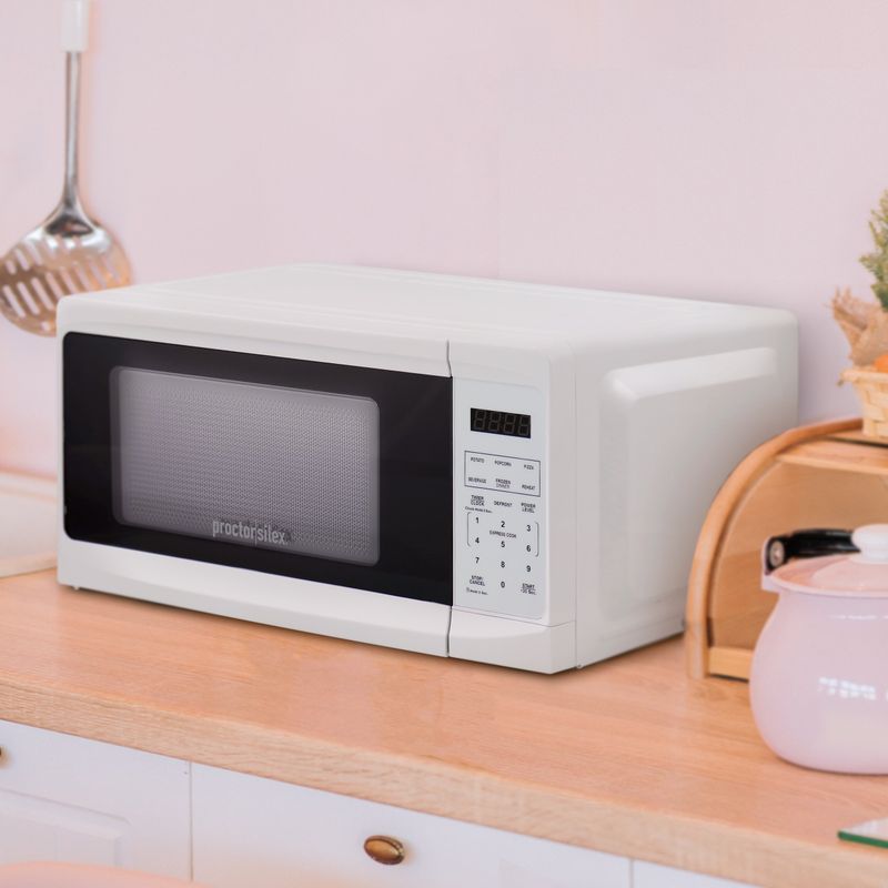 Proctor Silex 0.7 cu. ft. 700W Microwave Oven in White - 0.7 cu ft - White - 0.7 cu ft