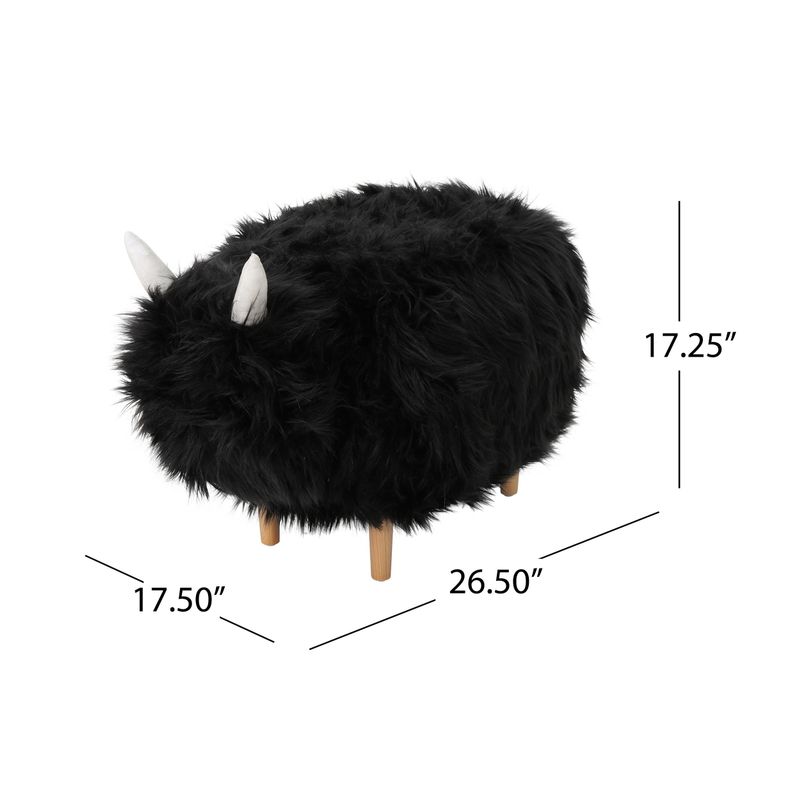 Levi Furry Yak Ottoman by Christopher Knight Home - Black