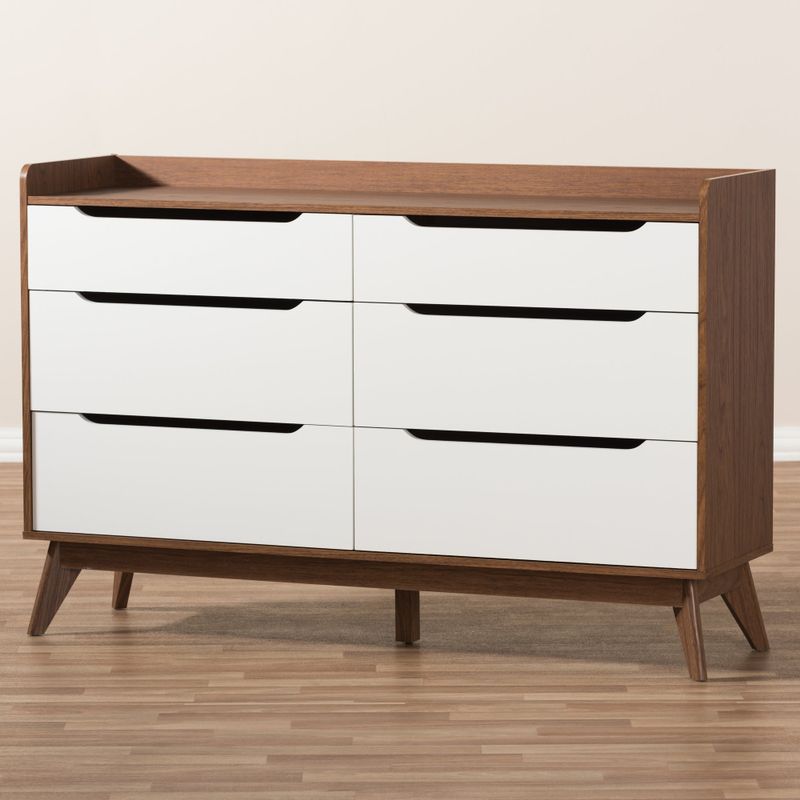 Carson Carrington Borlange 6-drawer Mid-century White/Walnut Chest - White/Walnut - 6-drawer