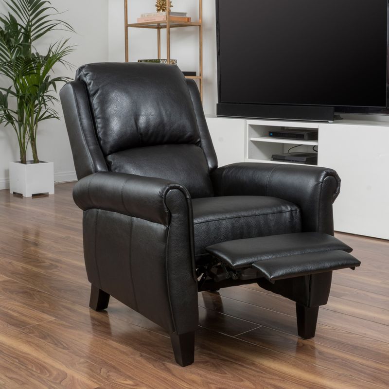 Haddan PU Leather Recliner Club Chair by Christopher Knight Home - Black