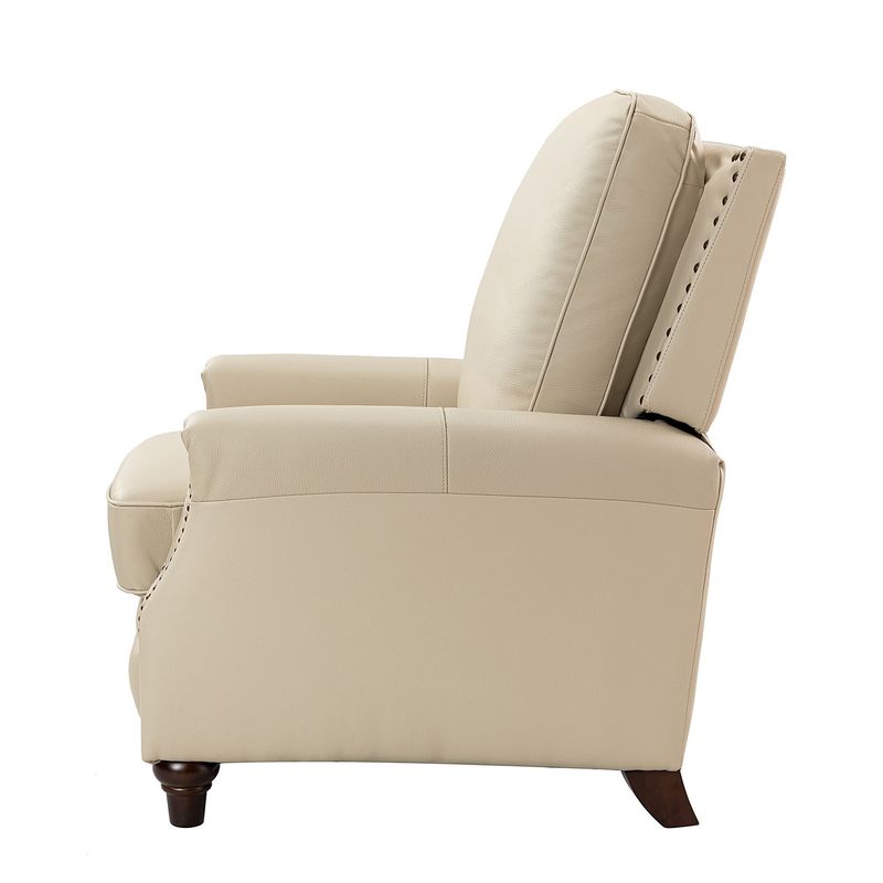 Cigar Mid-century Genuine Leather Recliner with Nailhead Trim by HULALA HOME - BEIGE