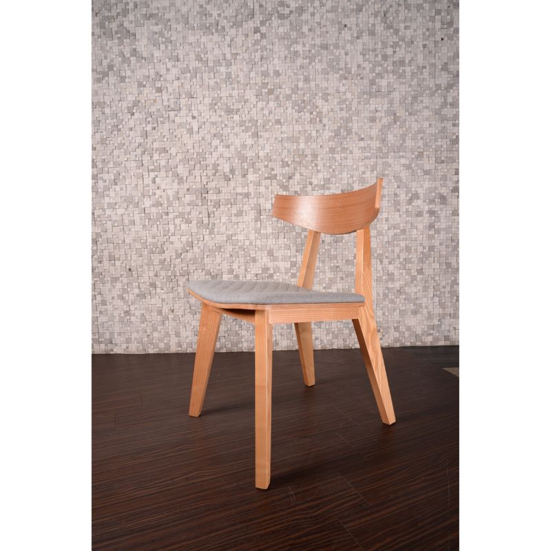 Mid-century Norwegian Modern Ashtree Armless Chair - Natural Wood - Grey Fabric