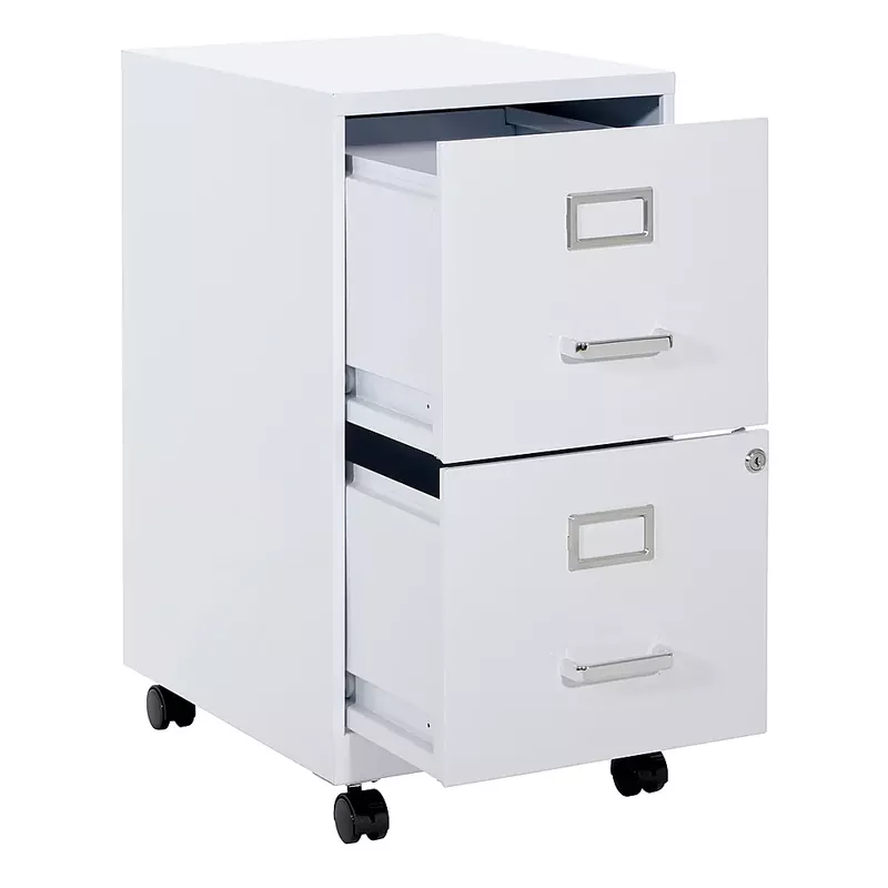 OSP Home Furnishings - 2 Drawer Mobile Locking Metal File Cabinet - White