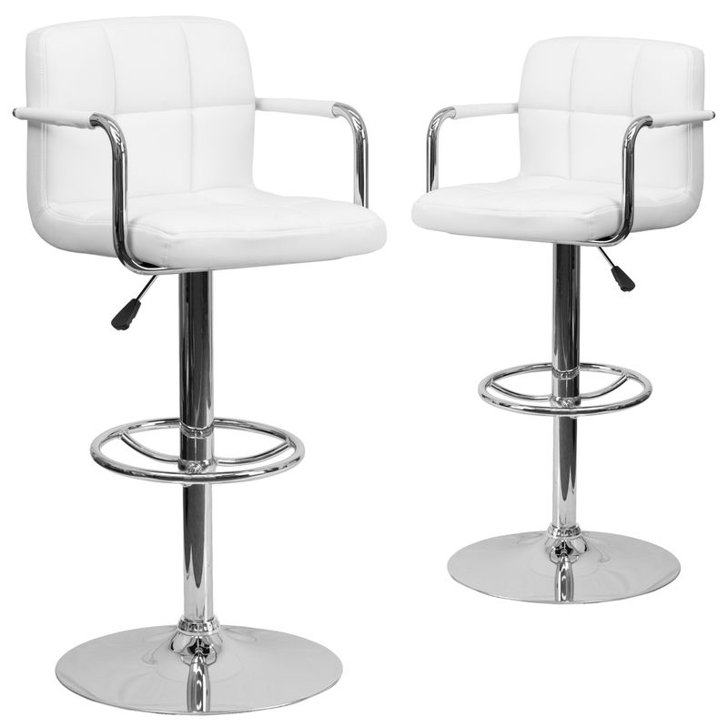 Adjustable Quilted Barstool - White
