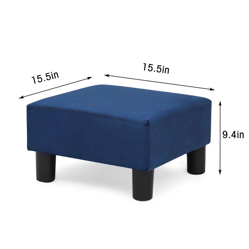 Adeco Small Square Footstool Ottoman Modern Fabric Footrest Stool - Teal