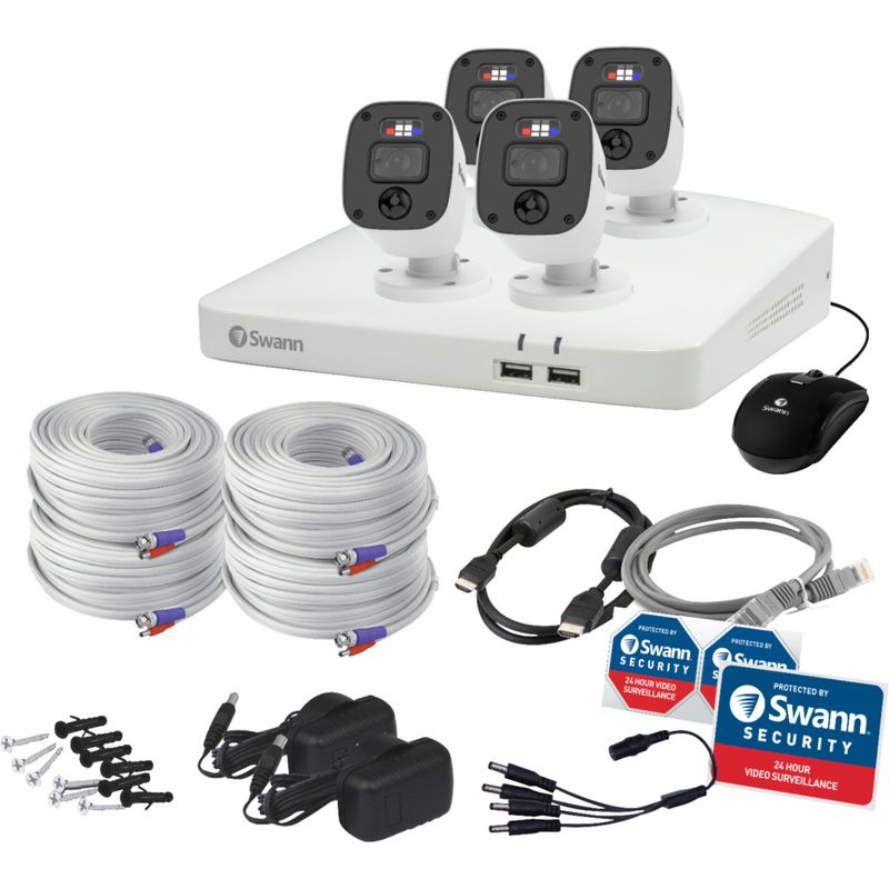 Angle Zoom. Swann - Enforcer 8-Channel, 4-Camera Indoor/Outdoor Wired 1080p 1TB DVR Home Security Camera System - White