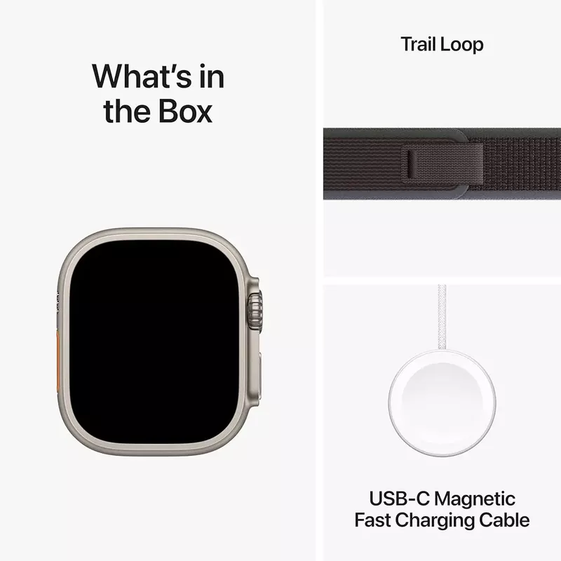 Apple Watch Ultra 2 GPS + Cellular 49mm Titanium Case with Blue/Black Trail Loop (Small/Medium) - Titanium