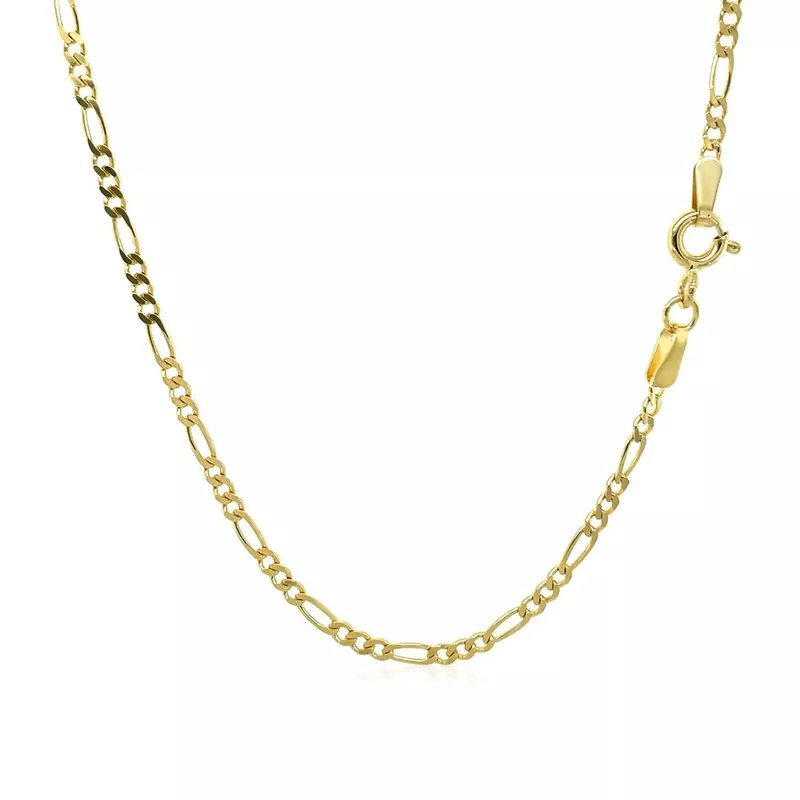14k Yellow Gold Solid Figaro Chain 1.9mm (18 Inch)