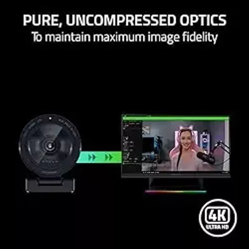 Razer Kiyo Pro Ultra 4K Webcam: Large Sensor - Auto Light Correction - Built-in Mic and Shutter - Pro Grade Content Creation, Streaming, Gaming, Video Calls - Works with OBS, Xsplit, PC, Zoom, Teams