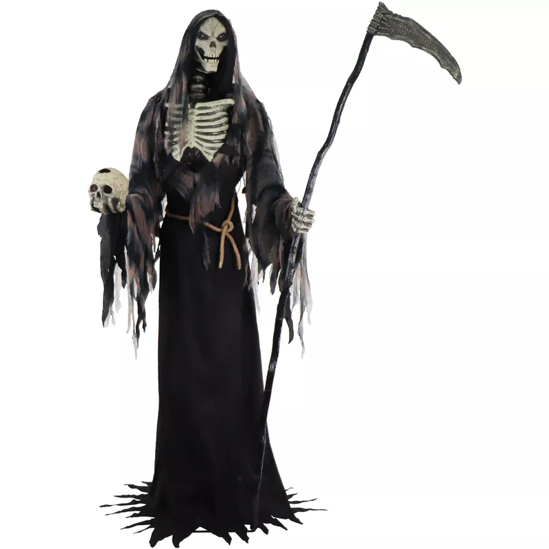 7-Ft. Tall Motion-Activated Rotting Reaper, Premium Talking Halloween Animatronic, Plug-In