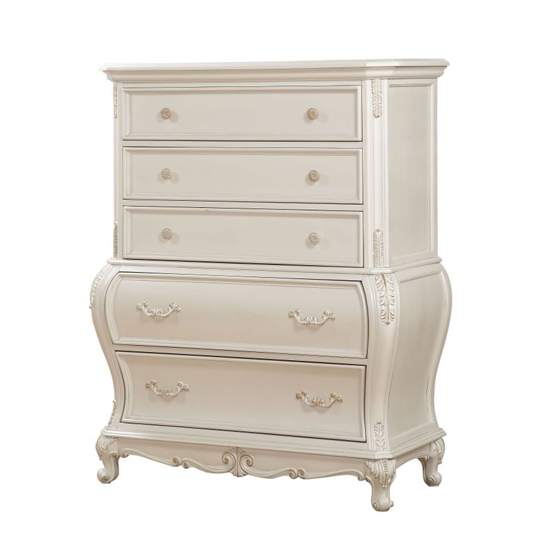 Acme Furniture Chantelle White/grey Wood and Venner 5-drawer Chest - Platinum - Dark Wood