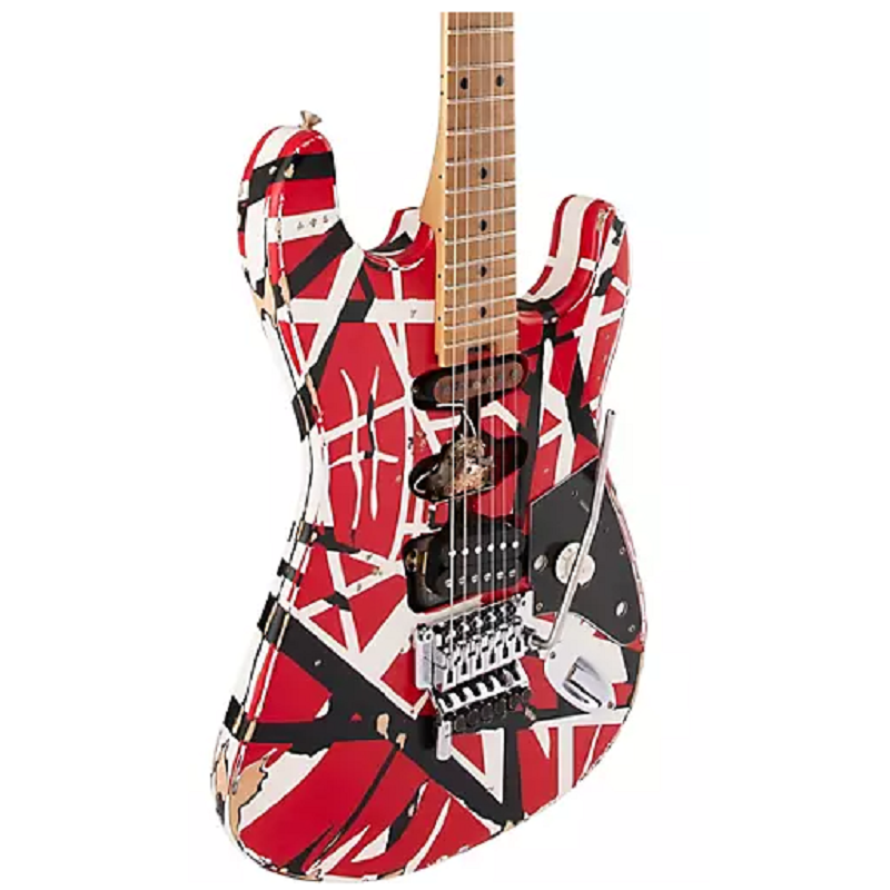 EVH Striped Series Frankie Electric Guitar. Red/White/Black Relic