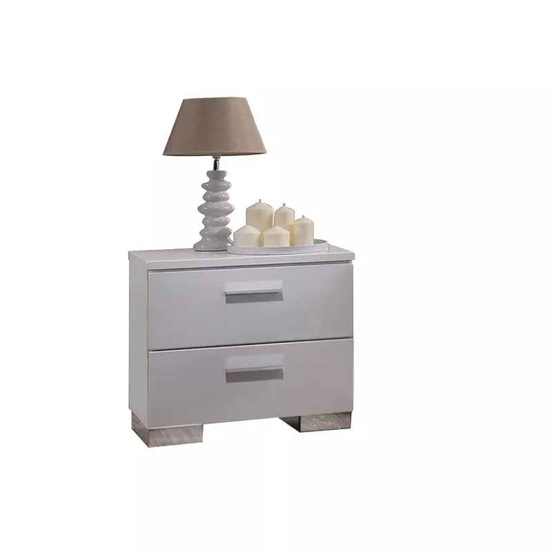 ACME Lorimar Nightstand, White & Chrome Leg