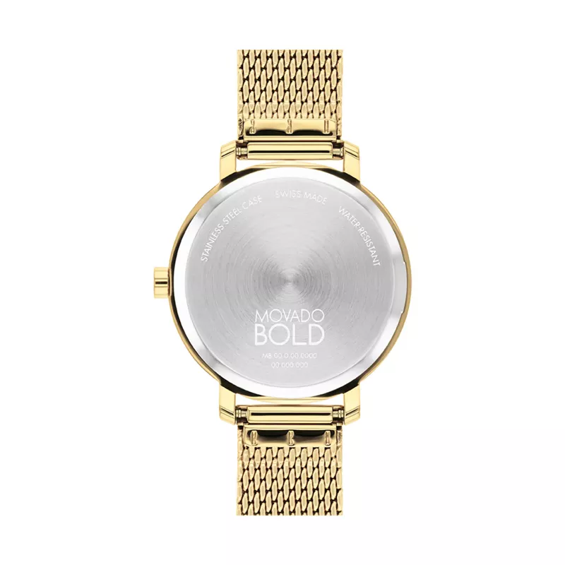 Movado - Ladies' Bold Evolution 2.0 Gold-Tone Stainless Steel Mesh Watch Gold Dial