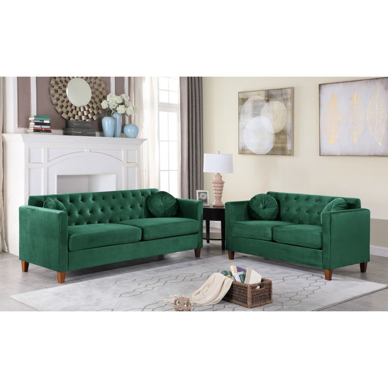 Lory velvet Kitts Classic Chesterfield Living room seat-Loveseat and Sofa - Dark Blue