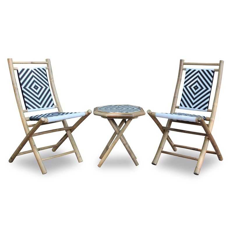 Bamboo Table and Two Chairs Set