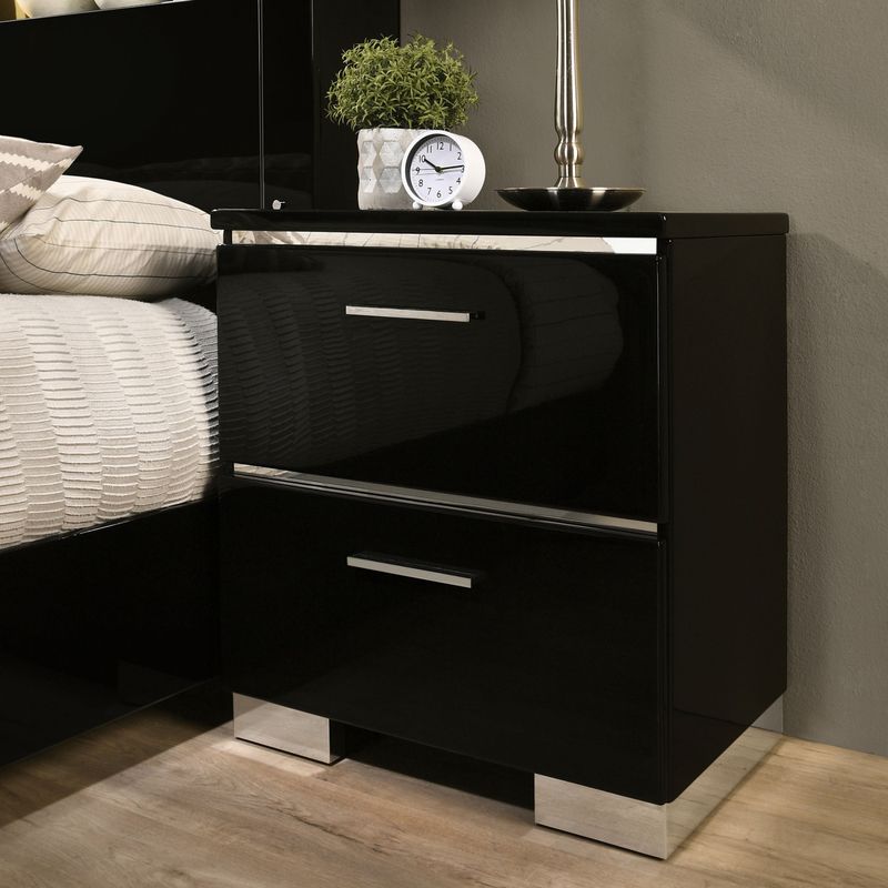 Furniture of America Lofa Contemporary Black Bedroom Set with LED - California King - 2 Piece