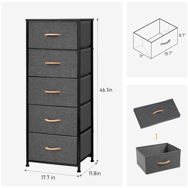 Pellebant 5 Drawers Vertical Storage Tower Organizer - White - 5-drawer