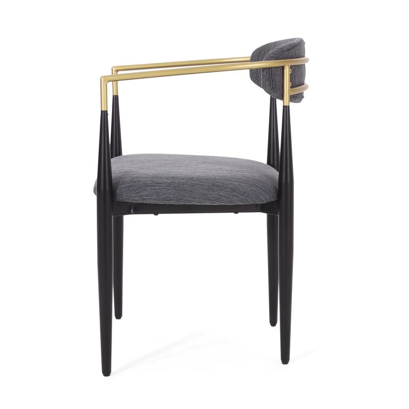 Elmore  Fabric Upholstered Iron Dining Chairs (Set of 2) by Christopher Knight Home - Charcoal/ Black/ Gold