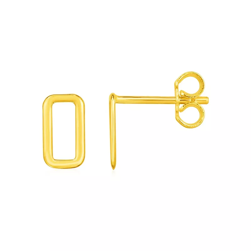 14k Yellow Gold Post Earrings with Open Rectangles