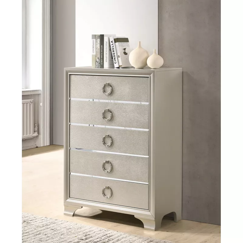 Salford 5-drawer Chest Metallic Sterling