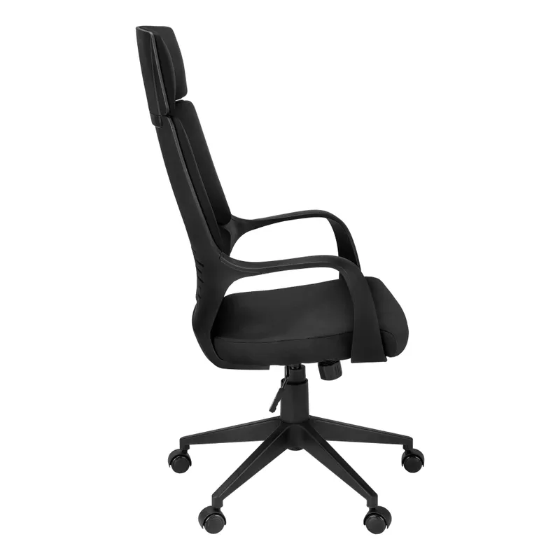 Office Chair/ Adjustable Height/ Swivel/ Ergonomic/ Armrests/ Computer Desk/ Work/ Metal/ Fabric/ Black/ Contemporary/ Modern