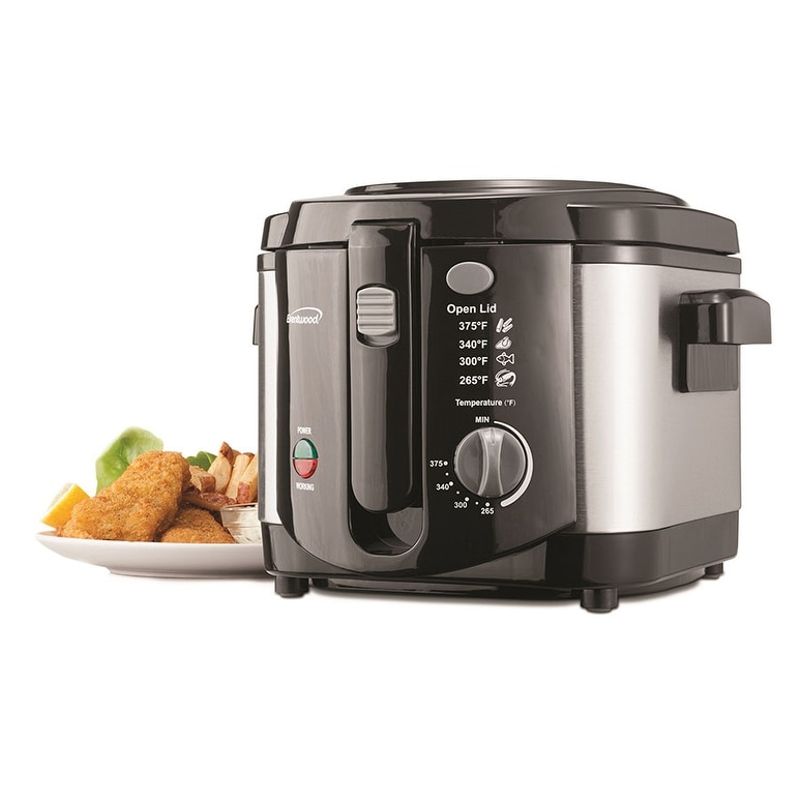 Brentwood DF-720 1200w 8-Cup Electric Deep Fryer, Stainless Steel - Black