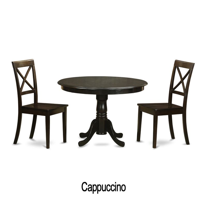 3-piece Dining Table and 2 Kitchen Chairs - Wood seat