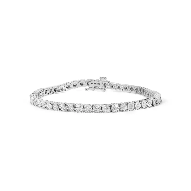 .925 Sterling Silver 1cttw Rose Cut Diamond Miracle Tennis Bracelet (I-J Color, I3 Clarity) - Choice of Metal Color and Length