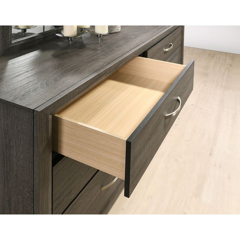 Roundhill Furniture Stout Metal Bar Pulls Distressed Dresser - 6-drawer