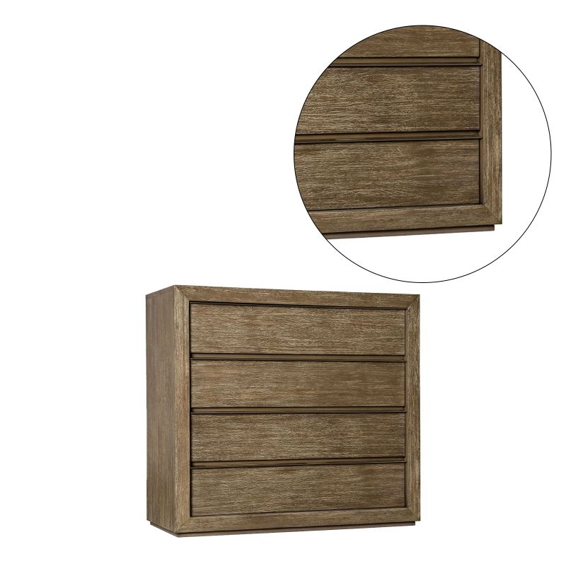 Wooden Chest with Recessed Drawer Pulls in Light Walnut - 5-drawer