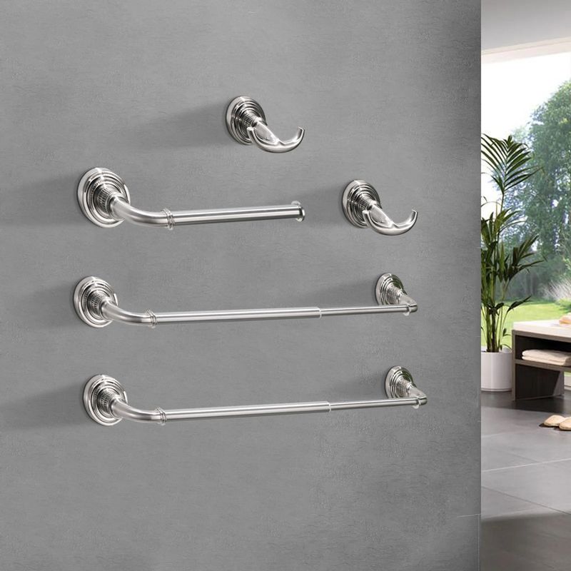 Brushed Multi-piece 304 Stainless Steel Bathroom Hanger - Silver - Brushed