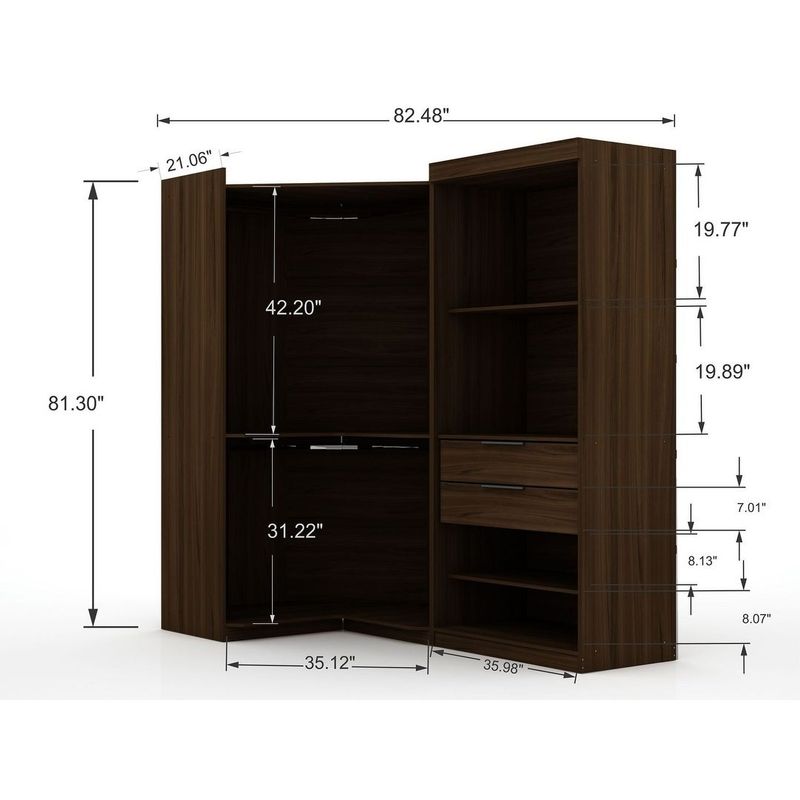 Mulberry 3.0 Sectional Modern Corner Wardrobe Closet Set of 2 - White