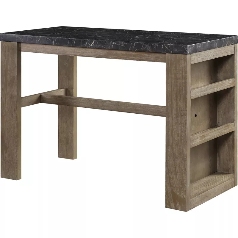 ACME Charnell Counter Heigh Table, Natural Marble Top & Oak Finish