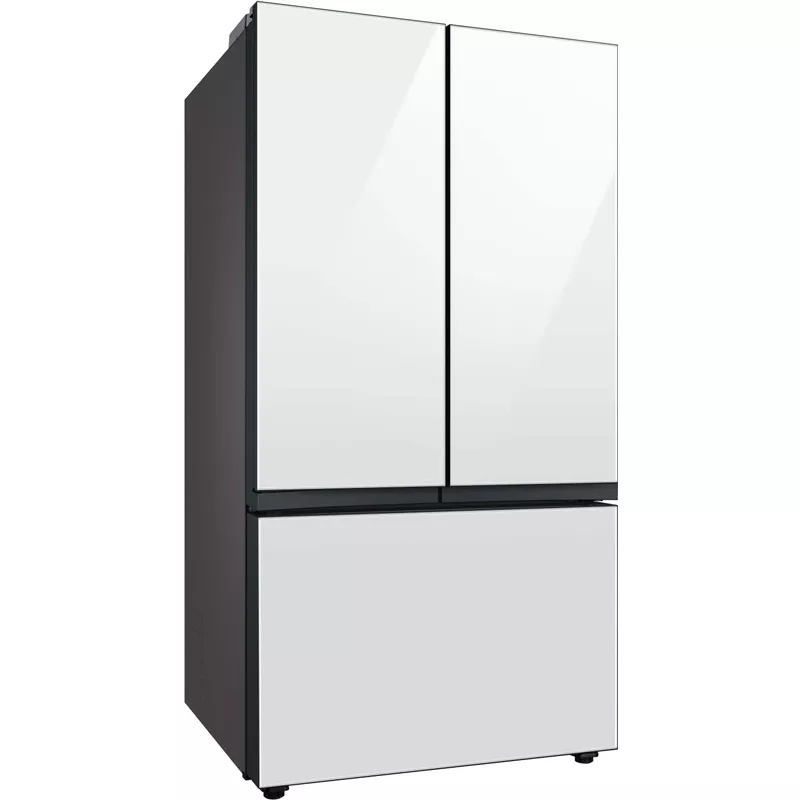 Samsung - BESPOKE 30 cu. ft. 3-Door French Door Smart Refrigerator with Beverage Center - White Glass