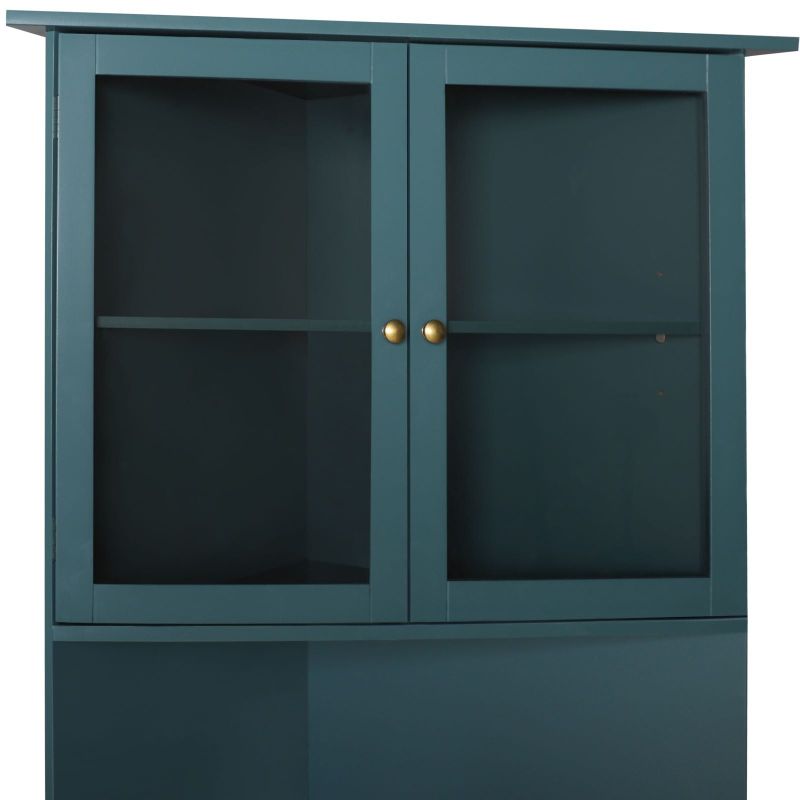 VEIKOUS 71'' Tall Corner Cabinet Storage with Doors and Shelves - Painted - Blue