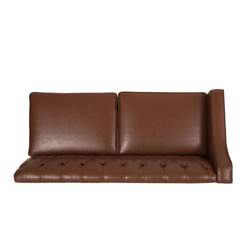 Furman Contemporary Tufted Chaise Sectional by Christopher Knight Home - Cognac Brown + Dark Brown