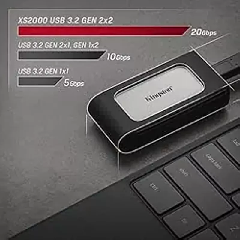 Kingston XS2000 4TB High Performance Portable SSD with USB-C ,  Pocket-Sized ,  USB 3.2 Gen 2x2 ,  External Solid State Drive ,  Up to 2000MB/s ,  SXS2000/4000G