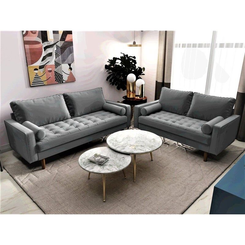 US Pride Mac Living Room Set-Loveseat and Sofa - Eggplant