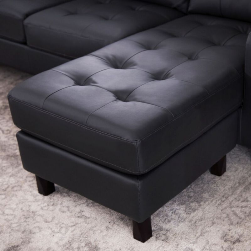 Abbyson Montgomery Reversible Bonded Leather Sectional/Ottoman - Grey