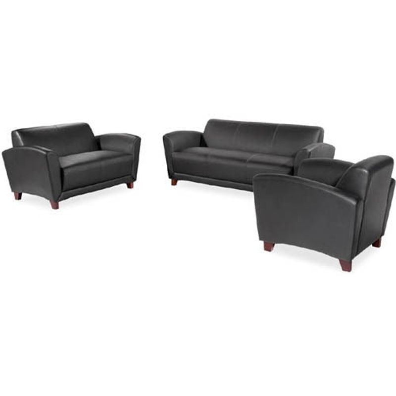 Lorell Black Bonded Leather Reception Sofa - LLR68950