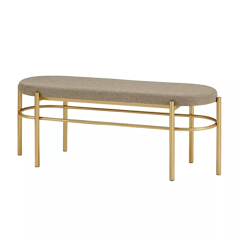 Walker Edison - Glam Bench with Cushion - Taupe