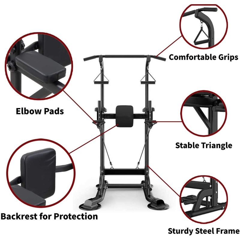 Tappio Multi-Function Power Tower Pull Up Dip Station Home Gym Equitment Stable Exercise Fitness - Black