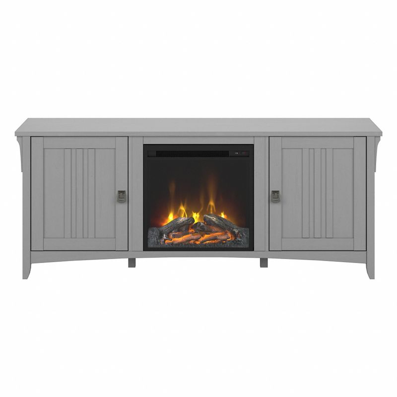 Salinas Electric Fireplace TV Stand for 70 Inch TV by Bush Furniture - Antique White