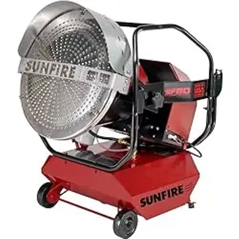 SUNFIRE SF80 Portable Radiant Heater 80,000 BTU indoor/Outdoor Dual Fuel Diesel/Kerosene, Black, Large