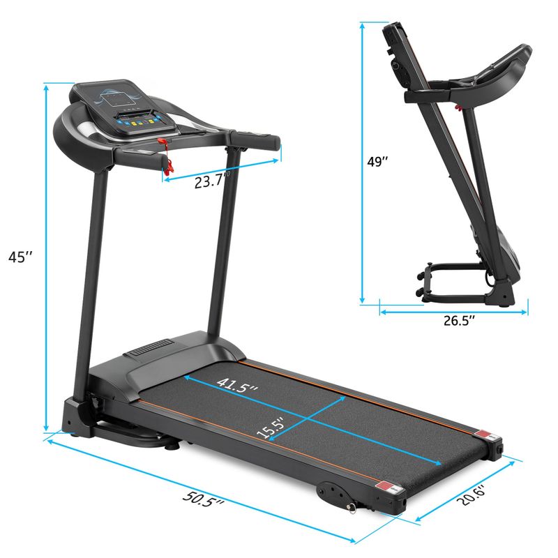 Nestfair Easy Folding Treadmill with Audio Speakers and Incline Adjuster - Black