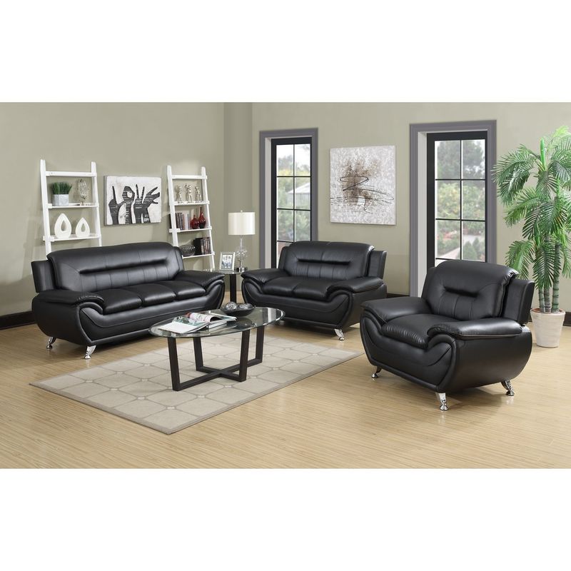 Sanuel 3 pieces living room sets - Camel/Black