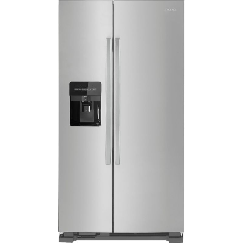 Front Zoom. Amana - 24.5 Cu. Ft. Side-by-Side Refrigerator with Water and Ice Dispenser - Stainless steel