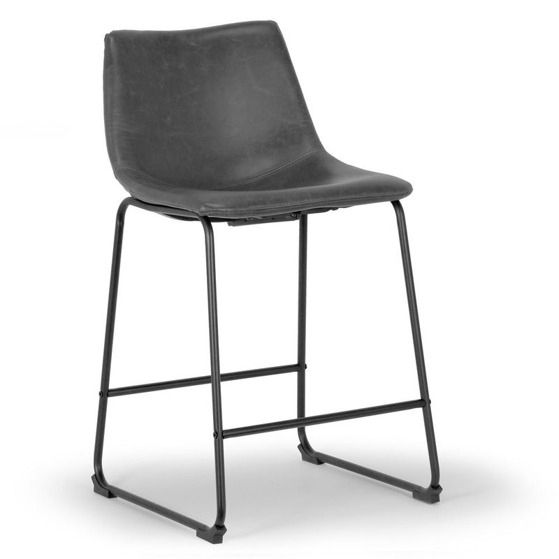 Carbon Loft Richard Faux Leather and Iron Counter Stool (Set of 2) - Grey
