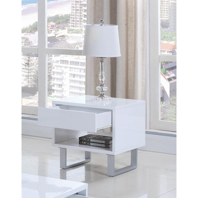 1-drawer End Table High Glossy White
